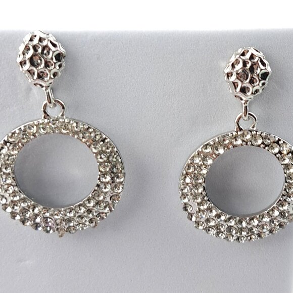 Silver Glimmer Circle Studs - Picture 3 of 4